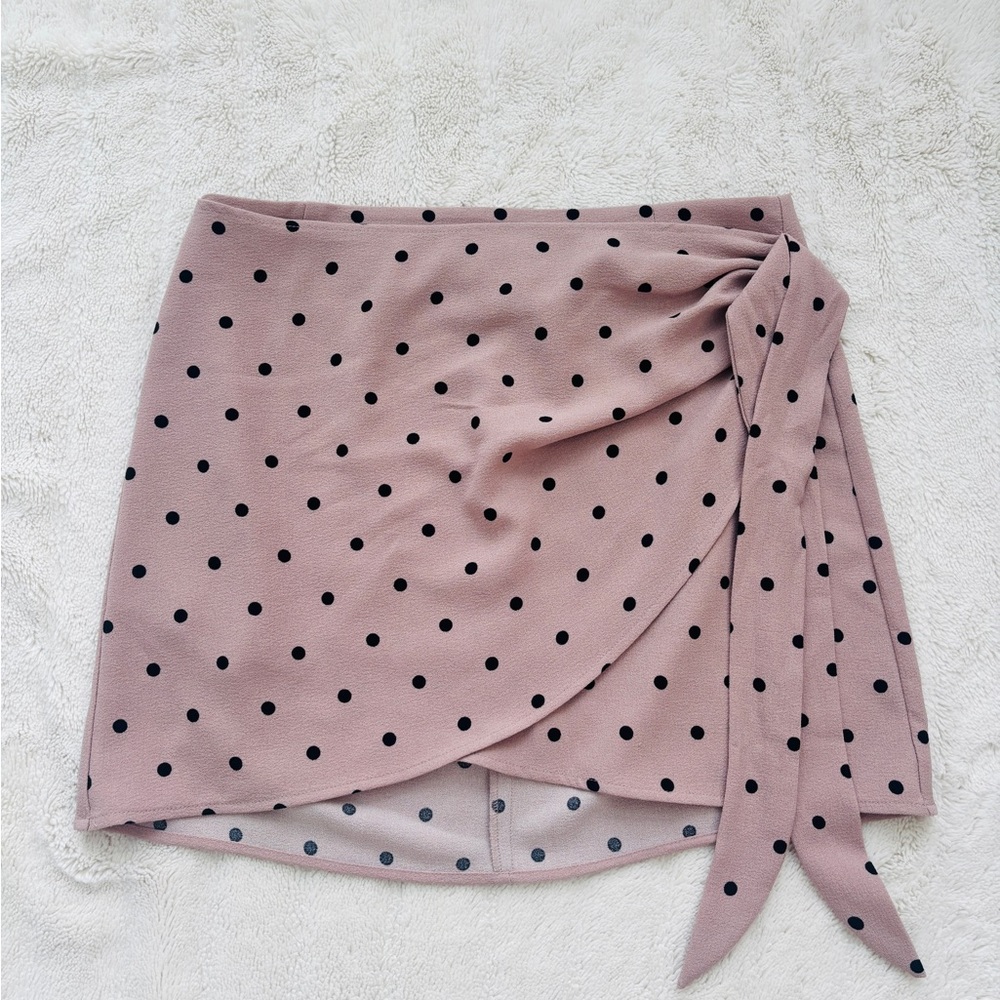H&M Pink and Black Polka Dot Mini Skirt